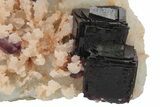 Deep-Purple Fluorite On Druzy Quartz - China #228237-2